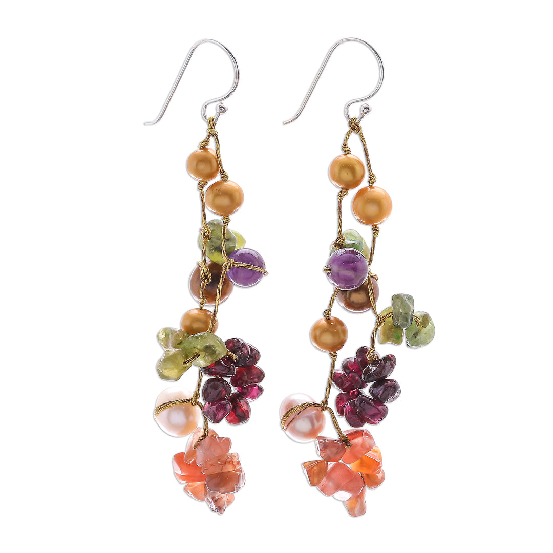 Handmade Multigem Dangle Earrings - Tropical Symphony