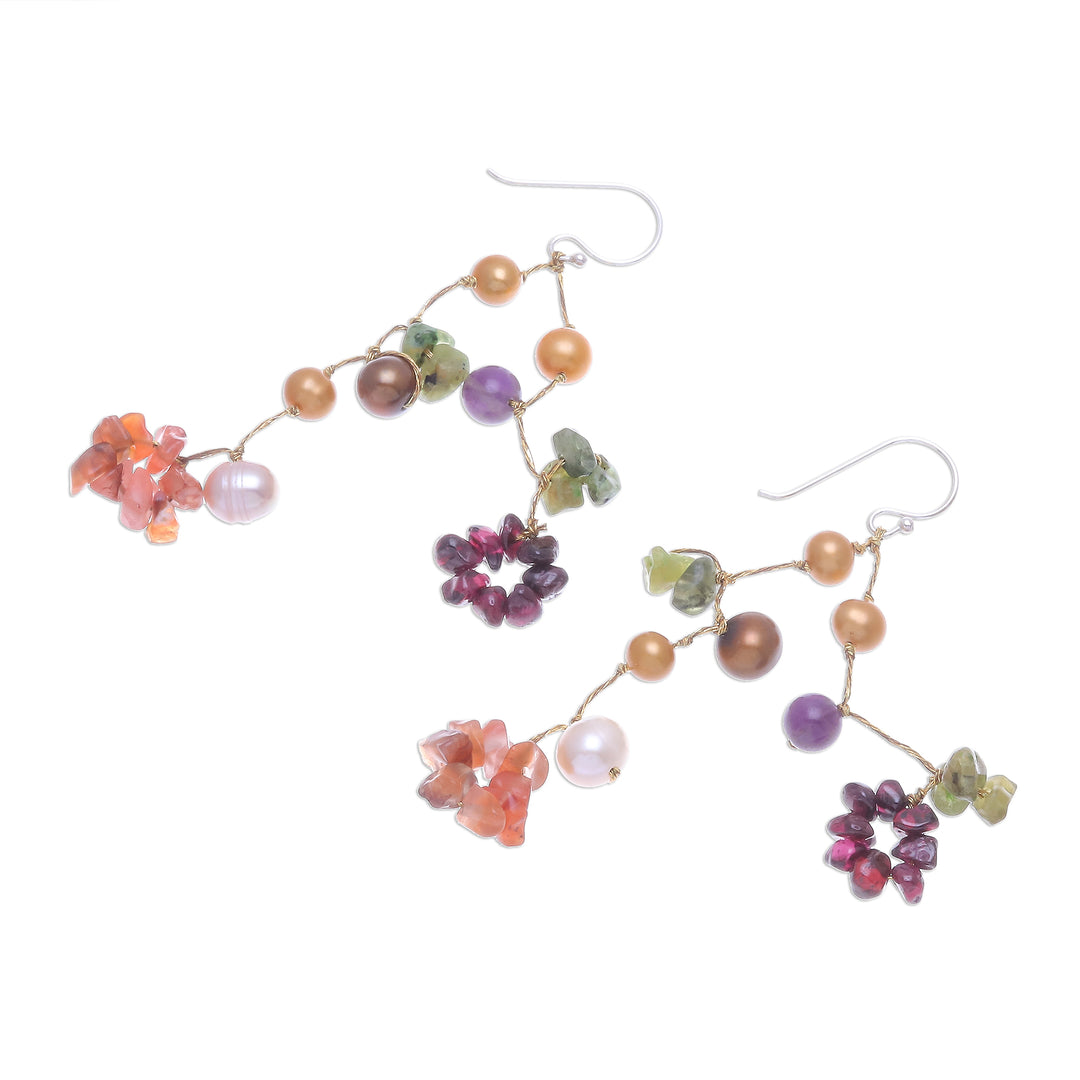 Handmade Multigem Dangle Earrings - Tropical Symphony