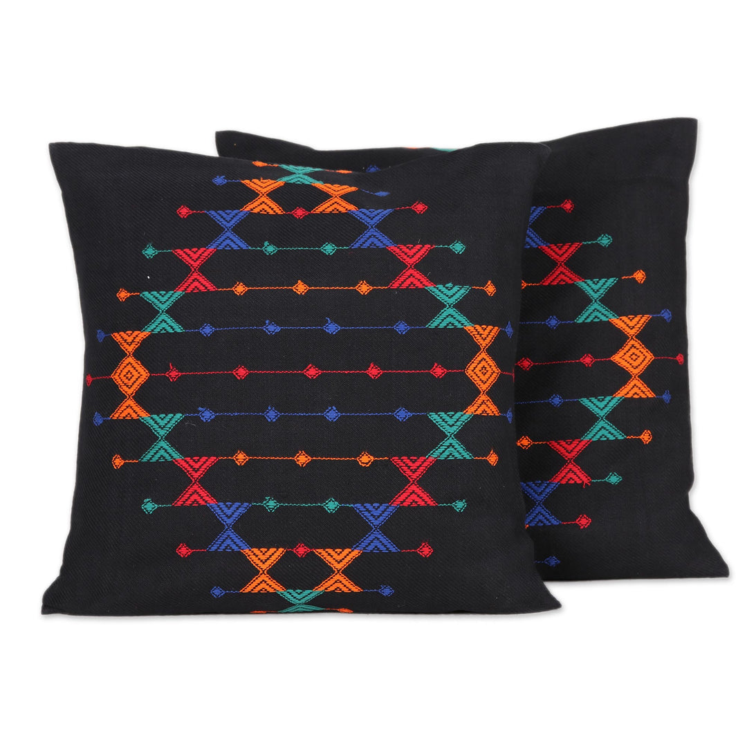 Cotton Patterned Cushion Covers from India (Pair) - Festival Galaxy