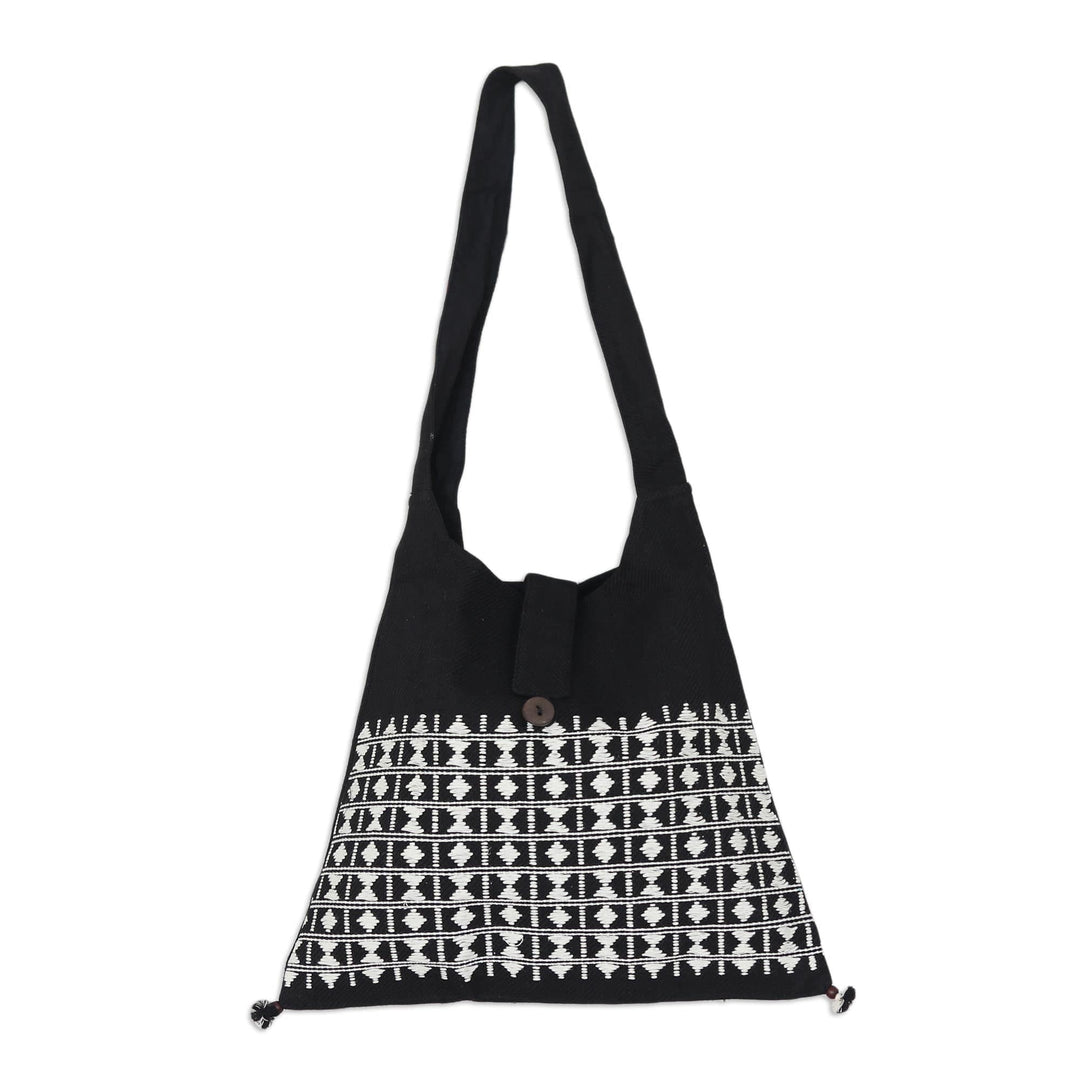 Embroidered Cotton Shoulder Bag  - Diamond Light