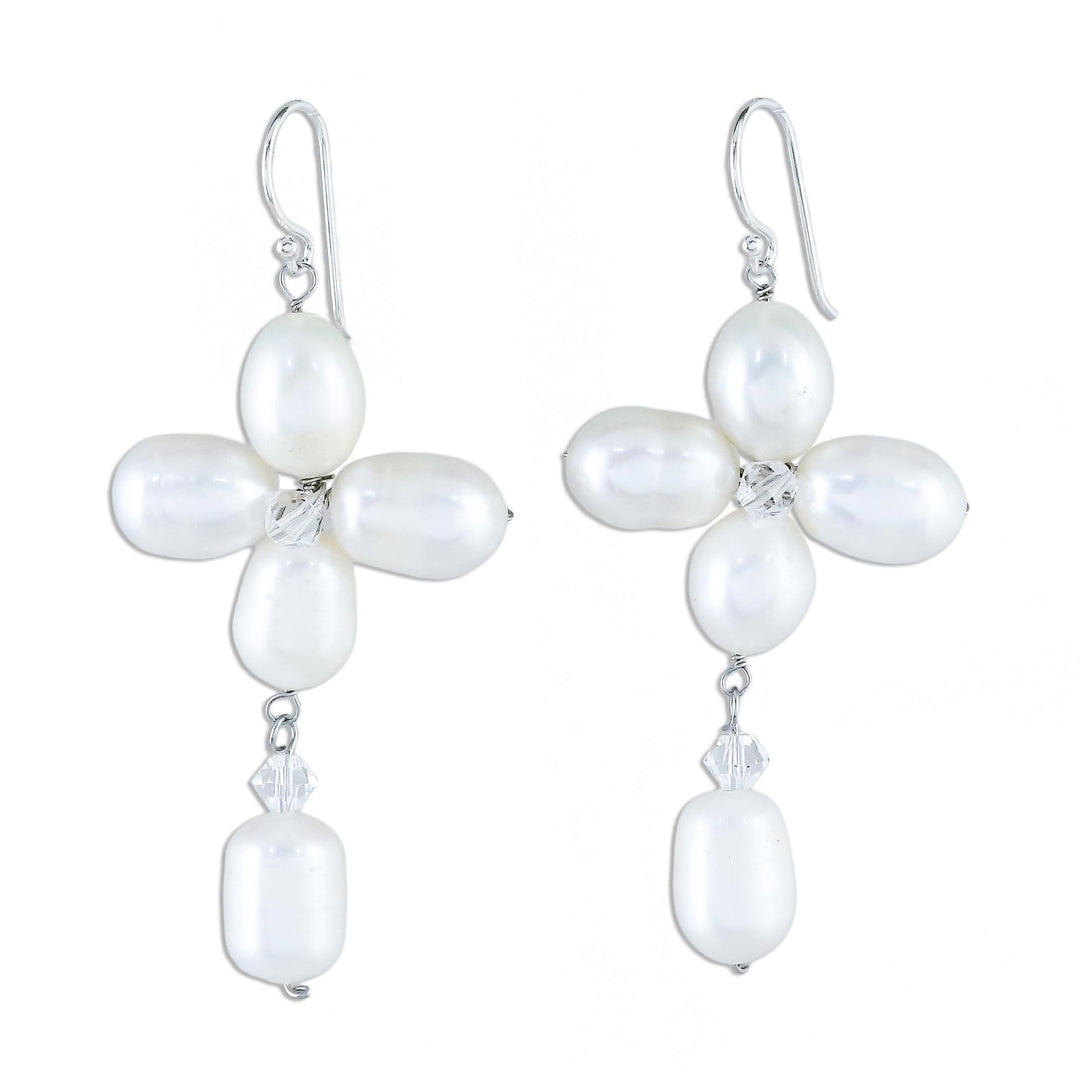 Fair Trade Floral Pearl Earrings - Lucky Morning Clover
