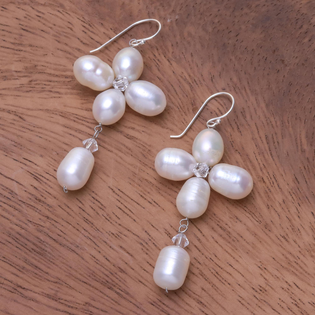 Fair Trade Floral Pearl Earrings - Lucky Morning Clover