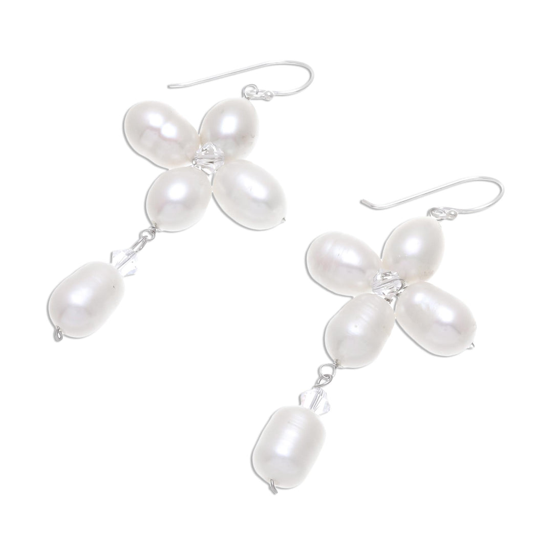 Fair Trade Floral Pearl Earrings - Lucky Morning Clover