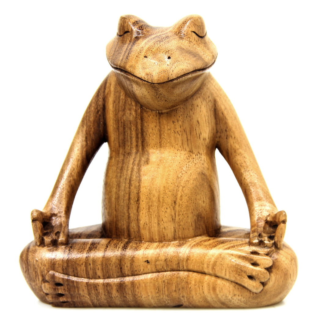 Hand Made Wood Sculpture - Frog Meditates