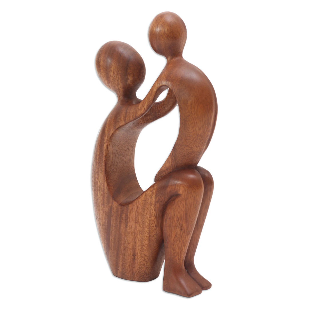 Mother and Child Wood Sculpture - I Adore You