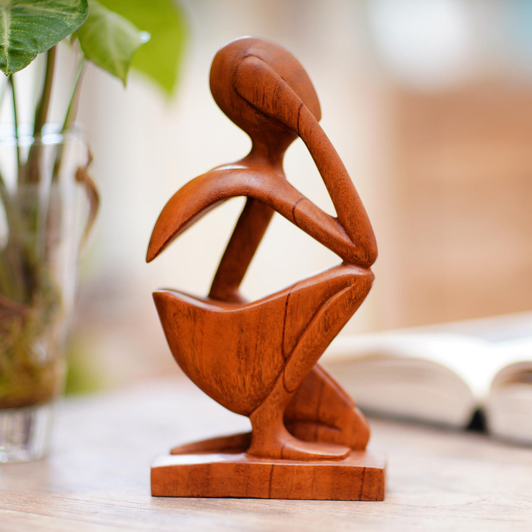 Hand Made Thought and Meditation Wood Sculpture - Deep Thought