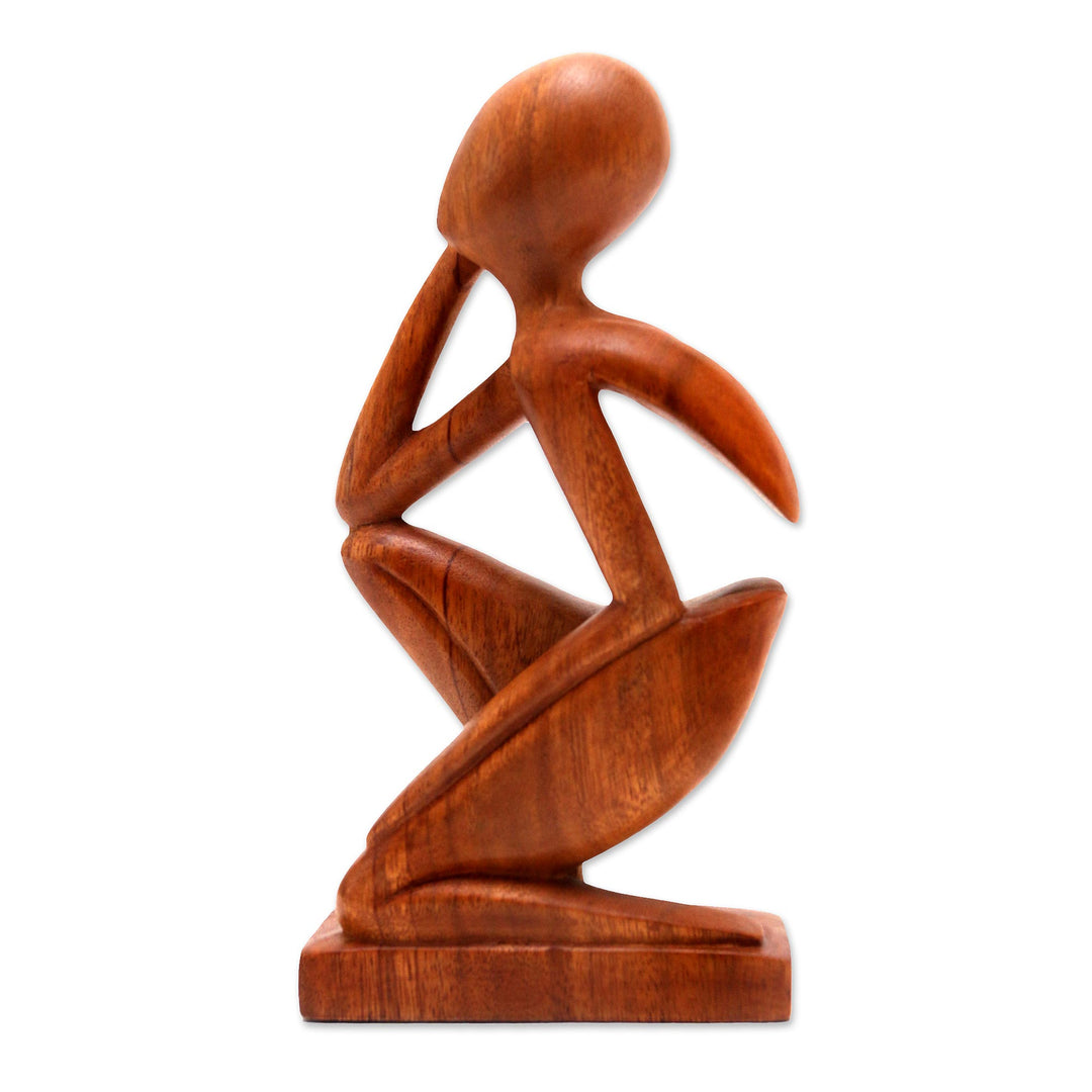 Hand Made Thought and Meditation Wood Sculpture - Deep Thought