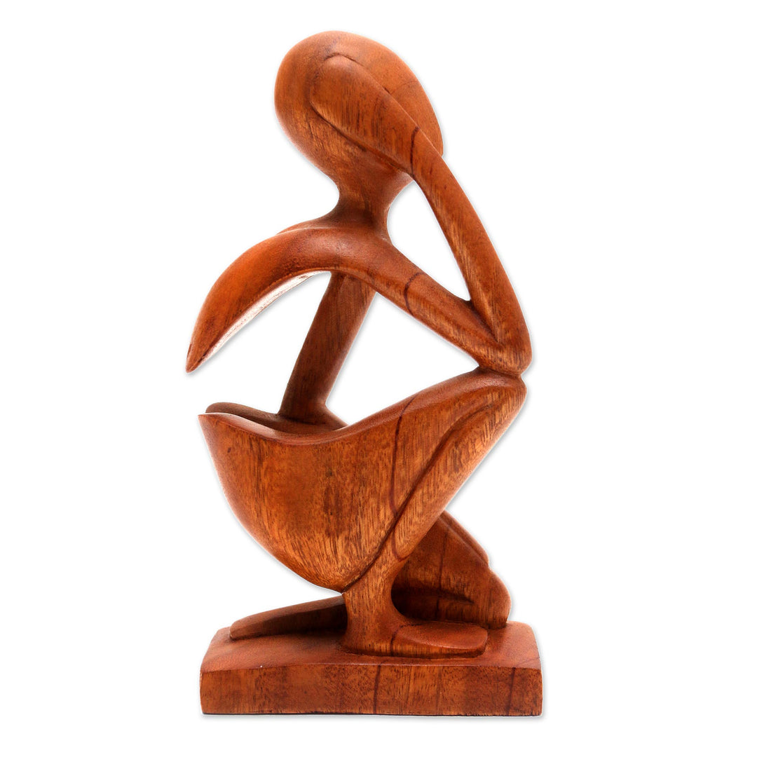 Hand Made Thought and Meditation Wood Sculpture - Deep Thought