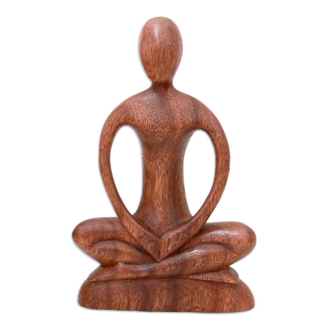 Handcrafted Wood Yoga Sculpture - Meditative Calm