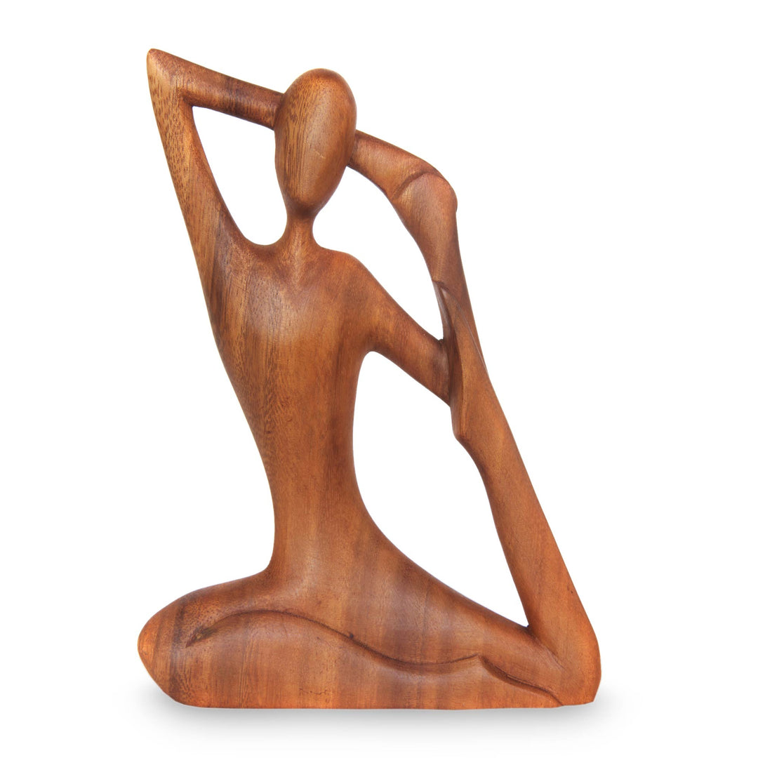 Wood Sculpture from Indonesia - Yoga Stretch