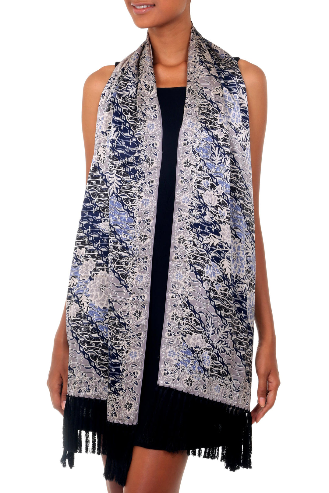 Silk batik shawl - Butterfly Blossoms