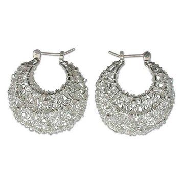 Hand Made Sterling Silver Hoop Earrings - Origins of Life