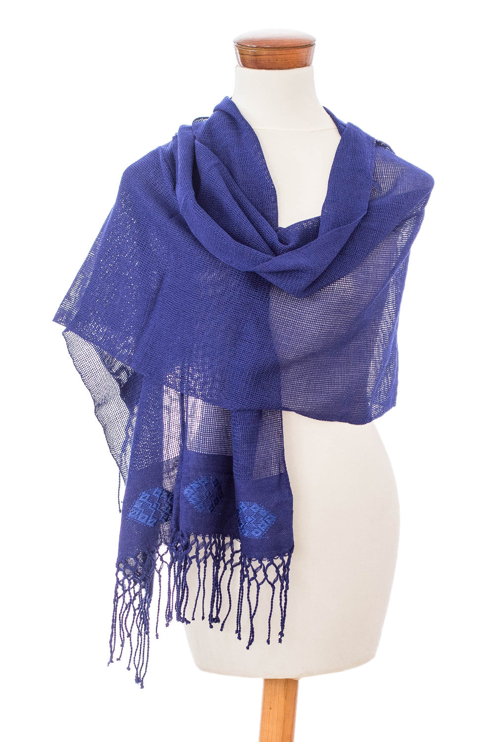 Artisan Crafted Women's Rayon Shawl Wrap - Cobalt Blue Fiesta