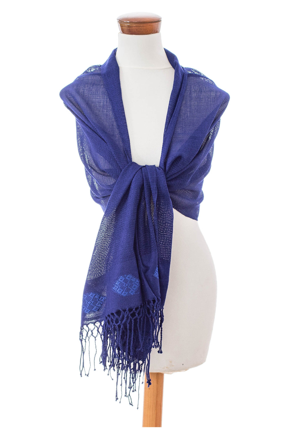 Artisan Crafted Women's Rayon Shawl Wrap - Cobalt Blue Fiesta