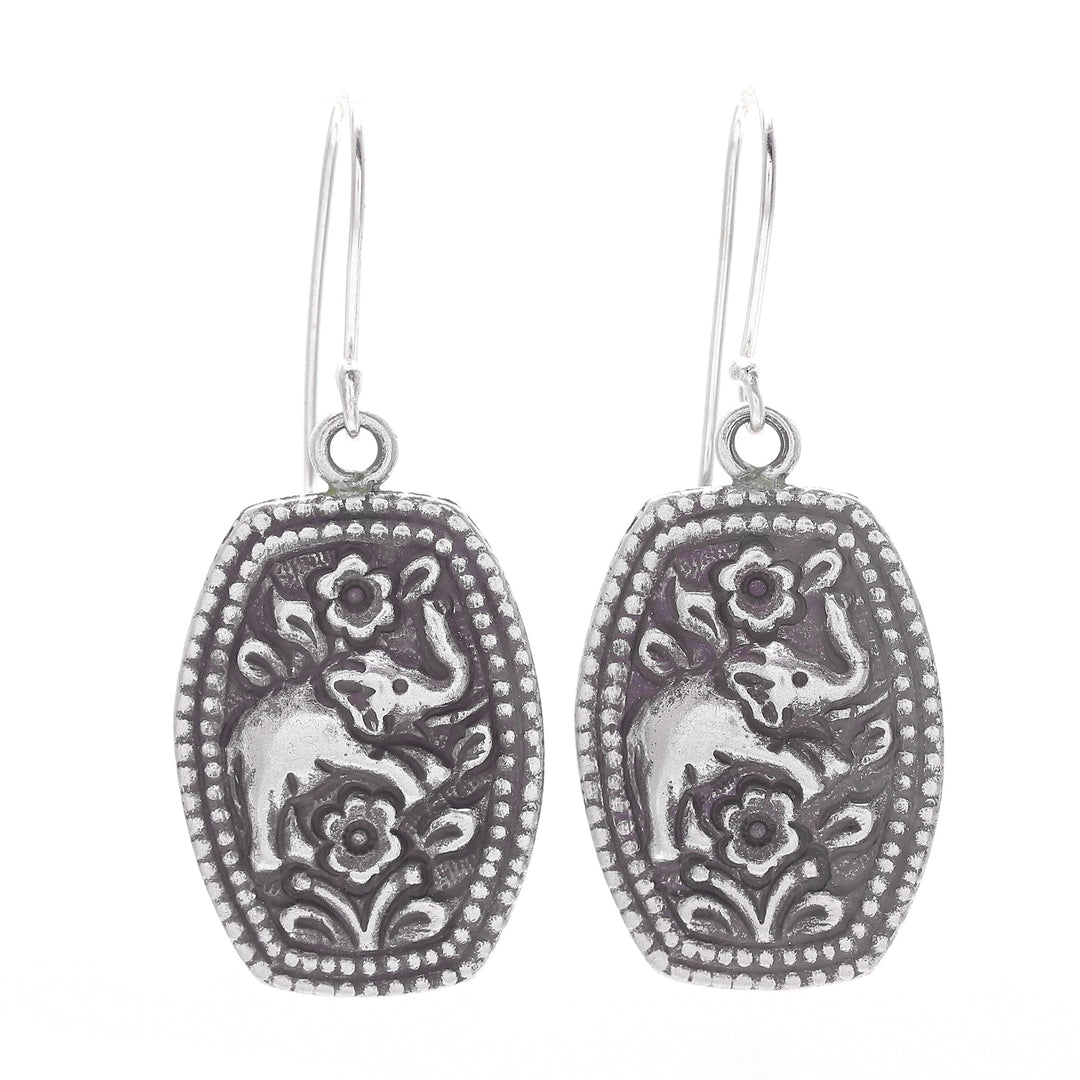 Sterling silver flower earrings - Elephant Roses
