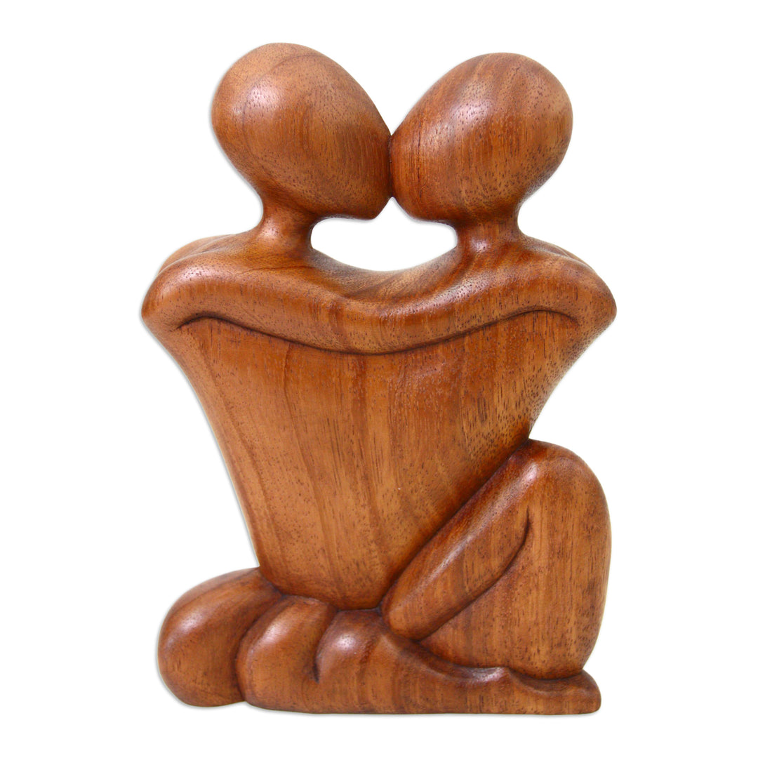 Romantic Wood Sculpture - Kissing