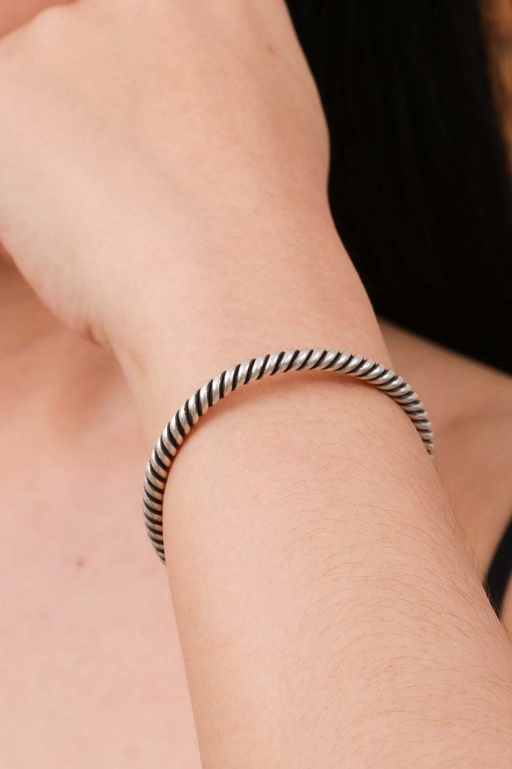 Men's Artisan Crafted Sterling Silver Cuff Bracelet - Thai Swirl