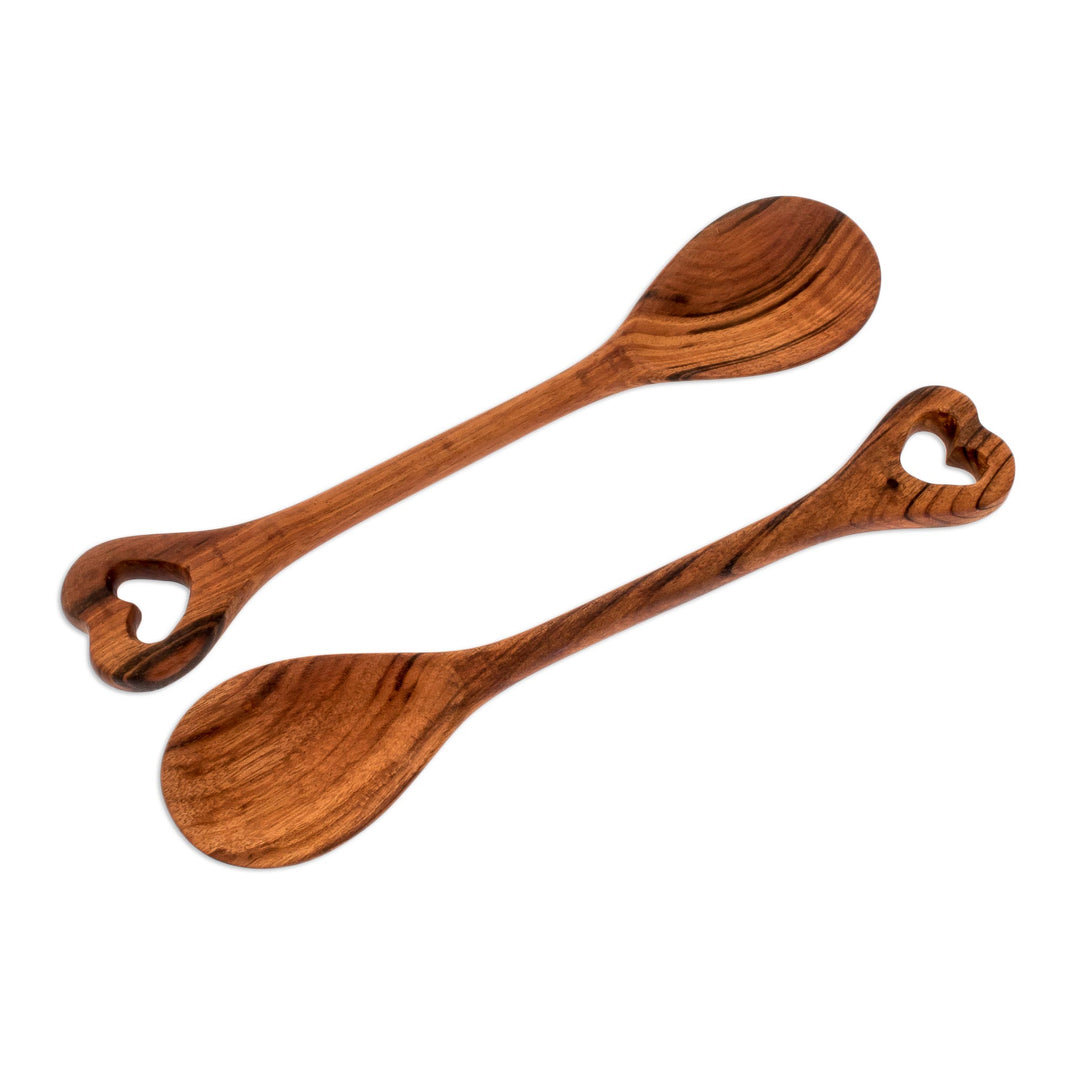 Hand Carved Guatemalan Wood Serving Spoons (Pair) - Heart of Maya
