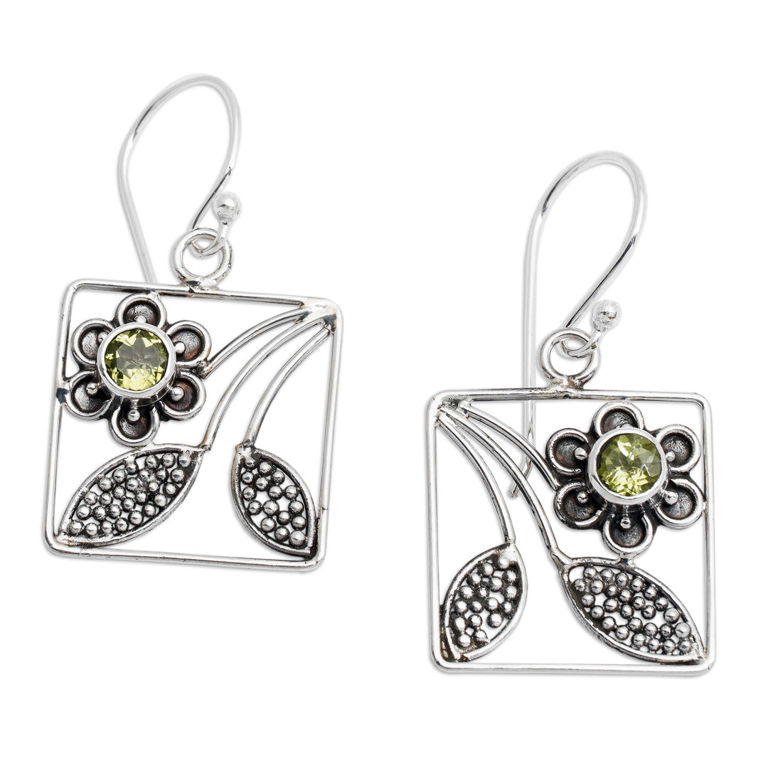 Handcrafted Indonesian Sterling Silver Dangle Earrings - Bali Daisy