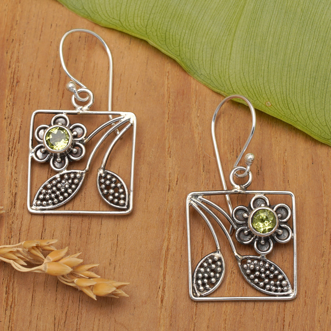 Handcrafted Indonesian Sterling Silver Dangle Earrings - Bali Daisy