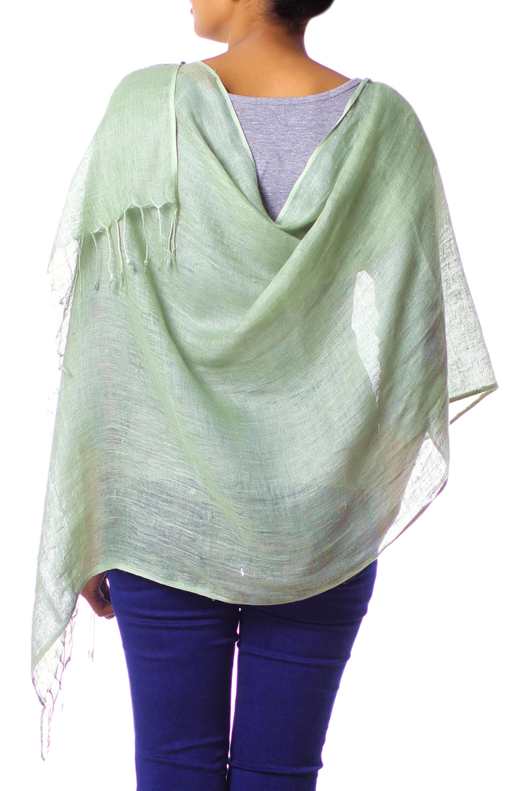 Linen Shawl - Sheer Moss Green