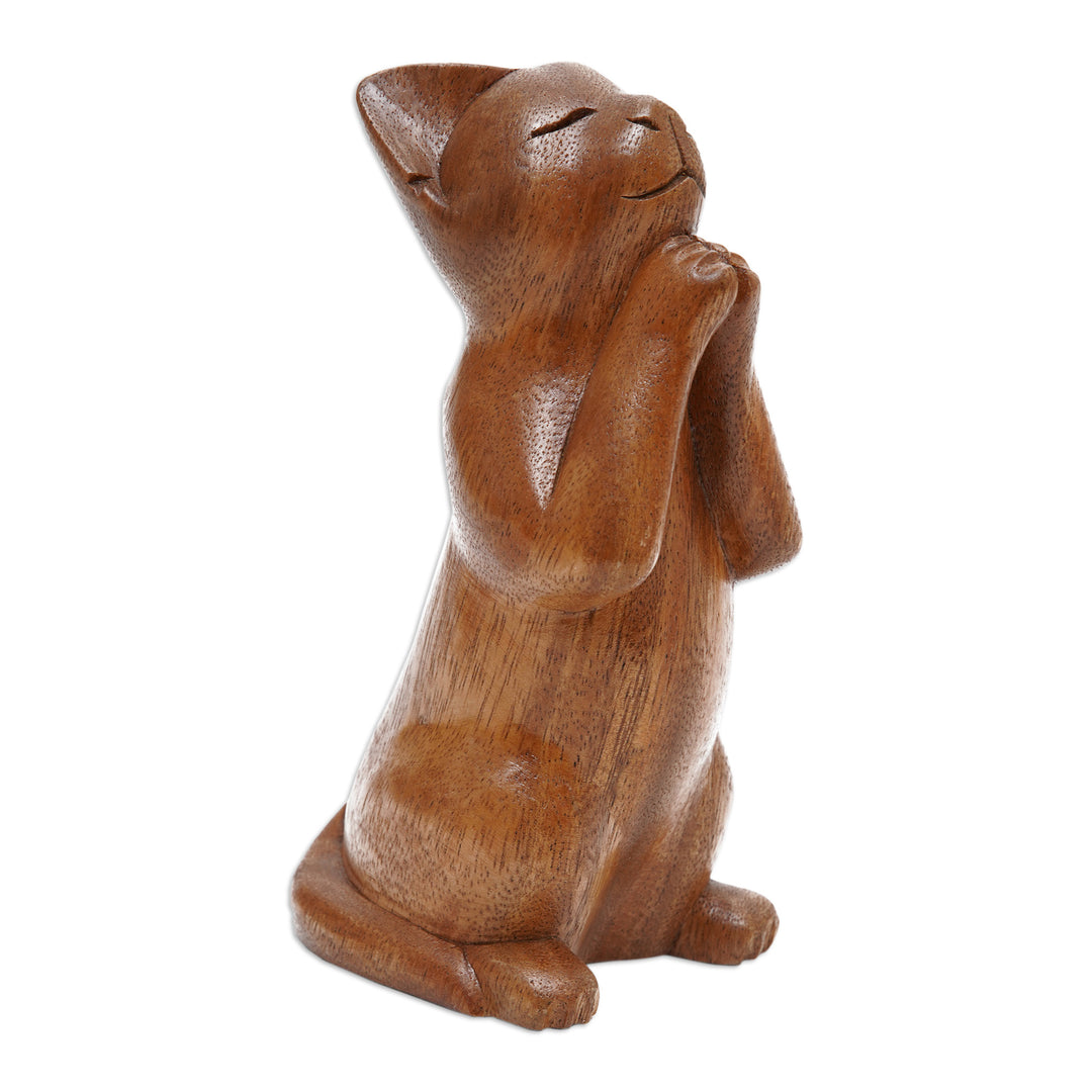 Handcrafted Prayer Sculpture - Wishing Cat