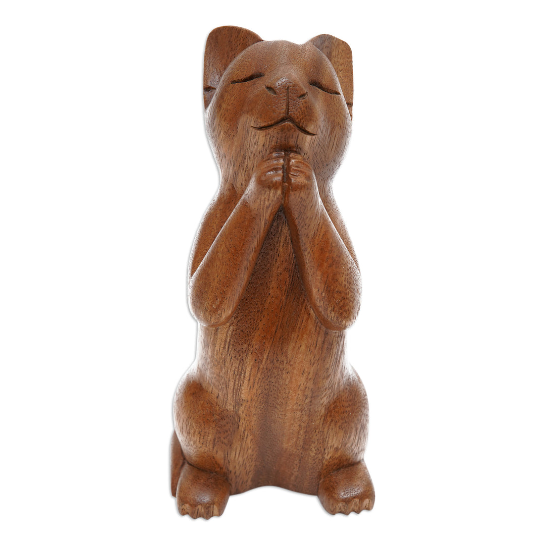 Handcrafted Prayer Sculpture - Wishing Cat