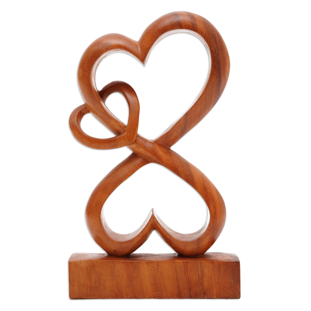 Handmade Heart Shaped Wood Sculpture - Love Blossoms