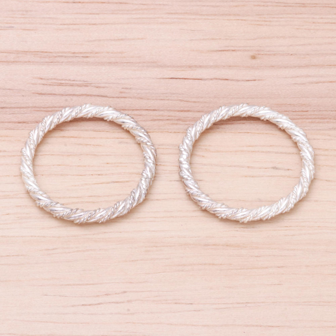 Handcrafted Sterling Silver Stacking Rings (Pair) - Spiral Touch