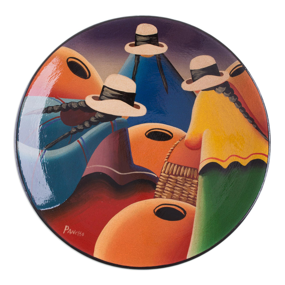 Hand Painted Decorative Plate - Women of the Andes