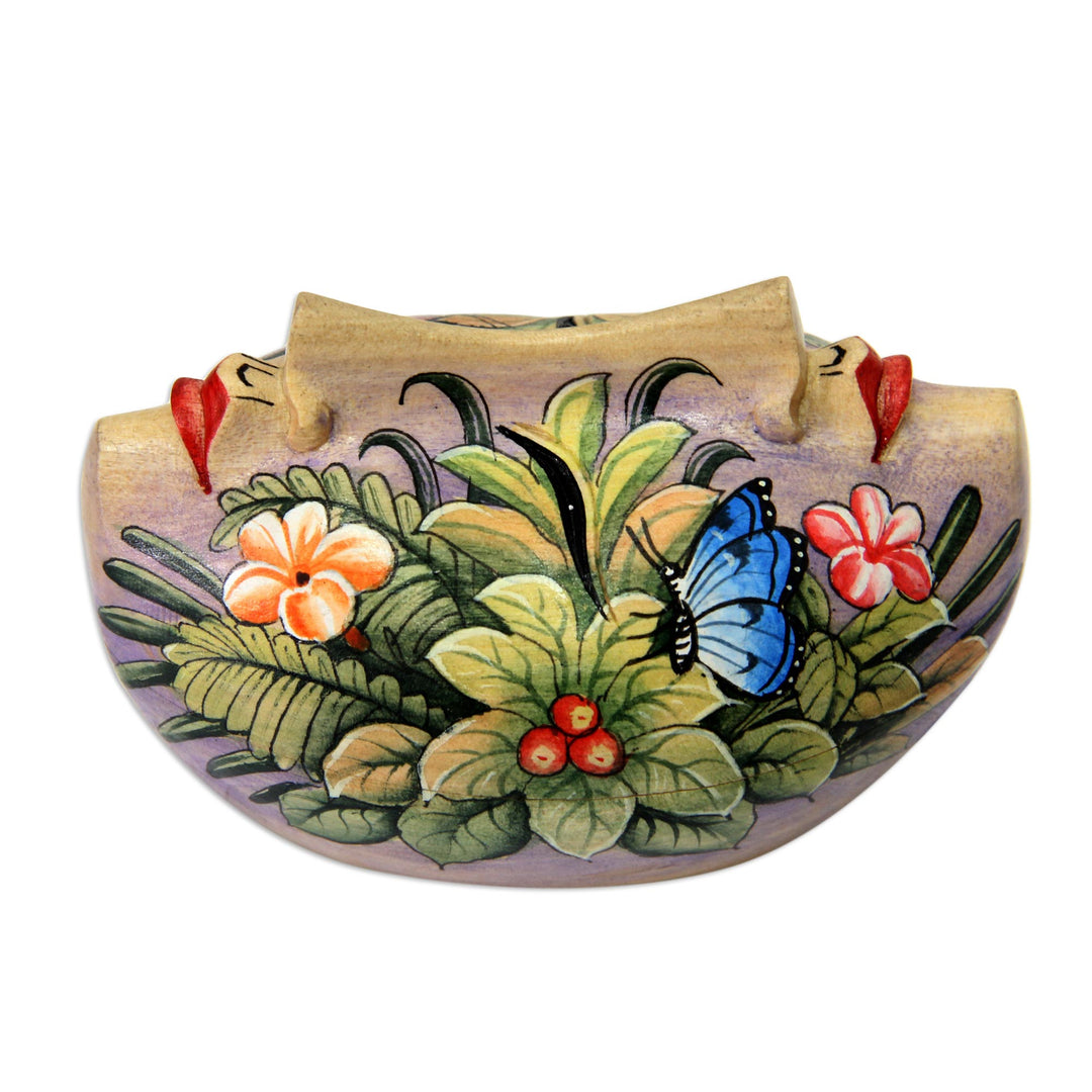 Hand Crafted Floral Wood Jewelry Box - Twin Ladies