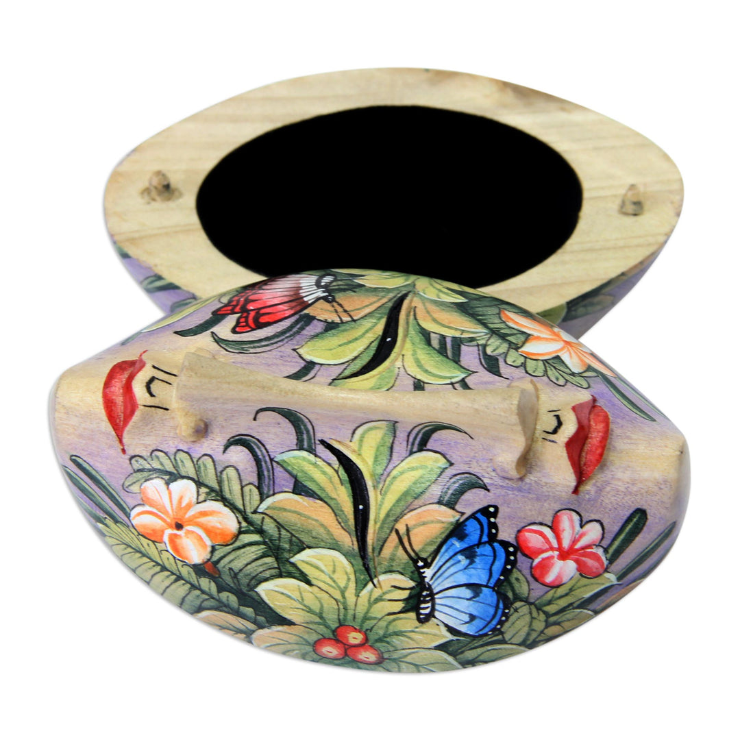 Hand Crafted Floral Wood Jewelry Box - Twin Ladies