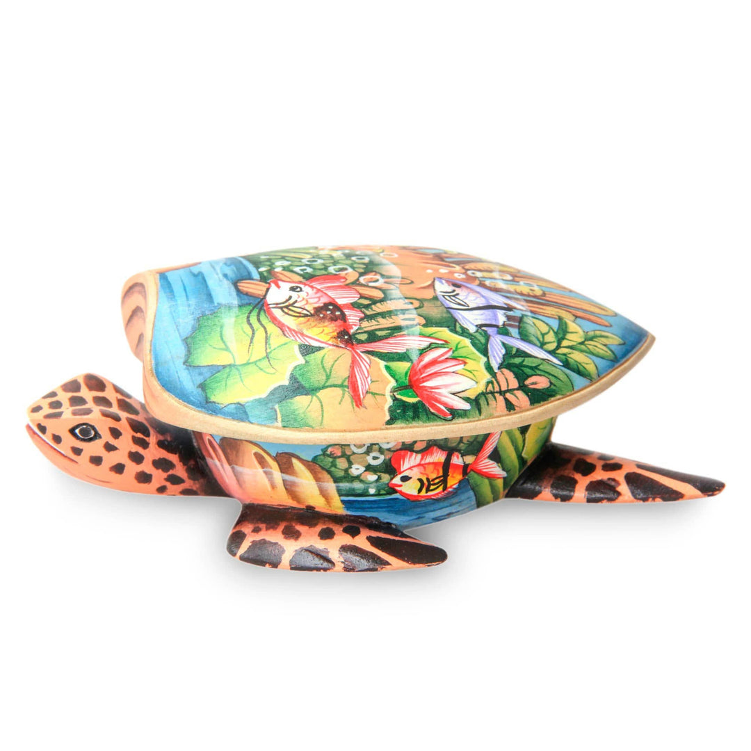 Hand Crafted Wood Jewelry Box - Sea Turtle