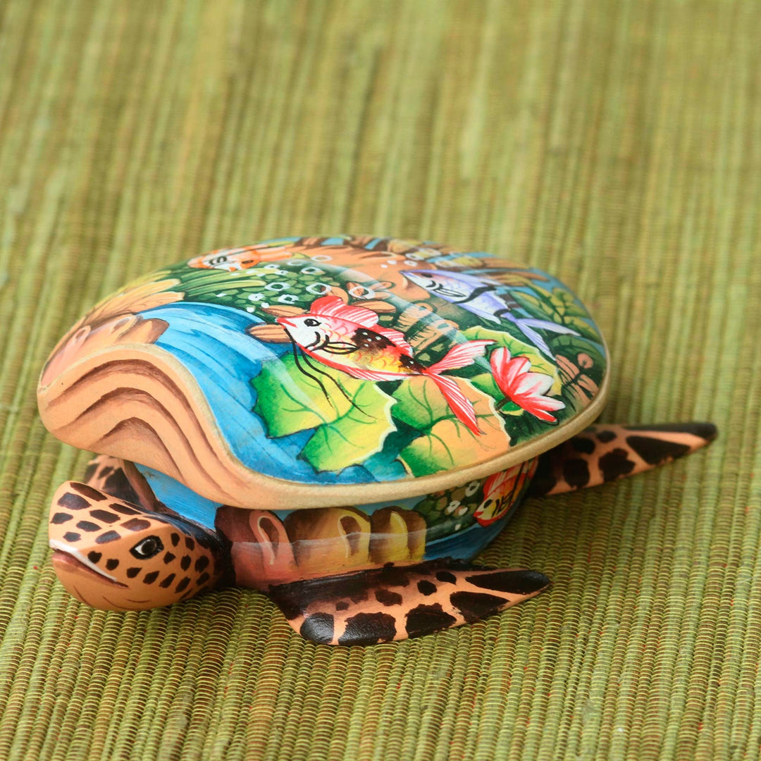 Hand Crafted Wood Jewelry Box - Sea Turtle