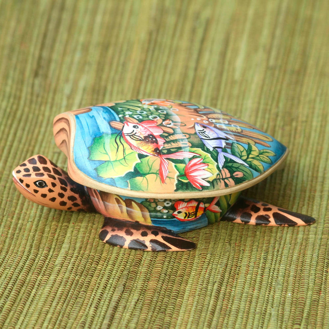 Hand Crafted Wood Jewelry Box - Sea Turtle