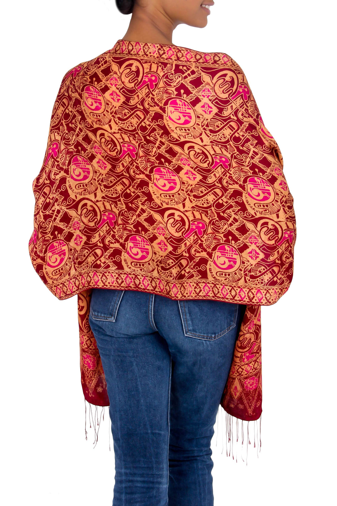 Artisan Crafted Geometric Silk Patterned Shawl - Jakarta Lady