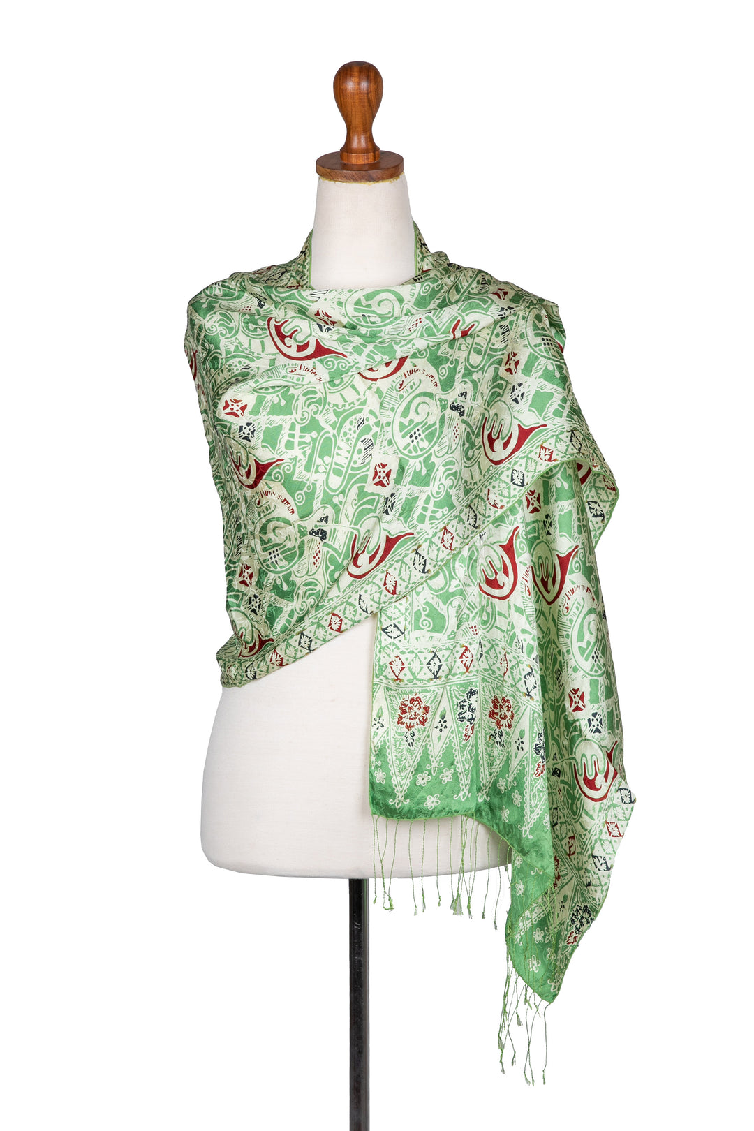 Handcrafted Indonesian Batik Silk Shawl - Bogor Lady