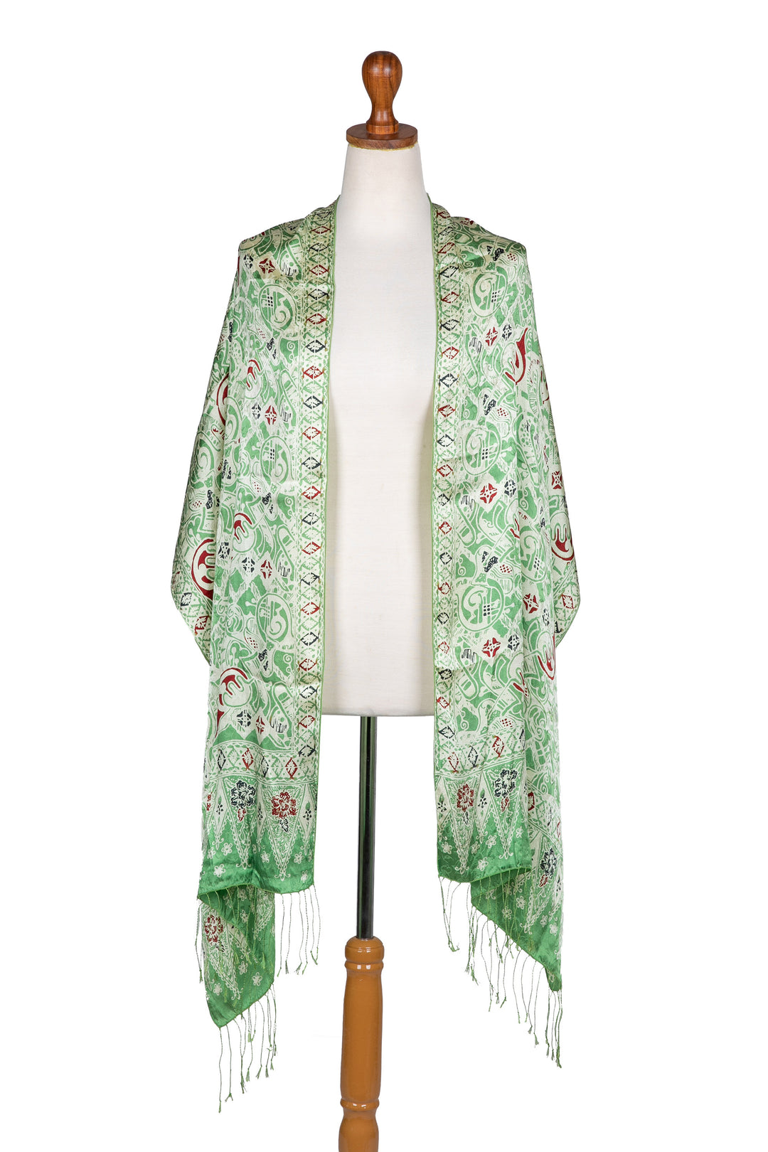 Handcrafted Indonesian Batik Silk Shawl - Bogor Lady