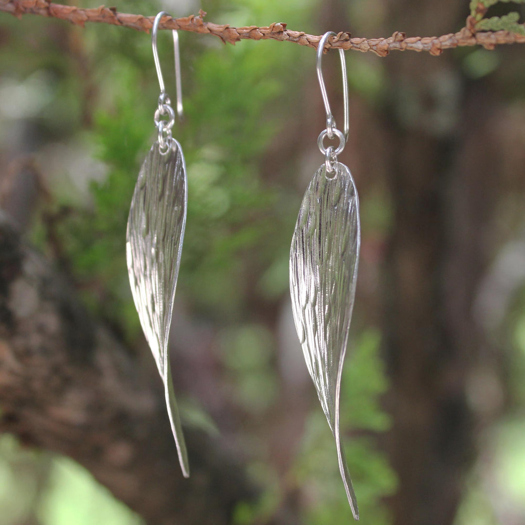 Unique Sterling Silver Dangle Earrings - Snow Wind