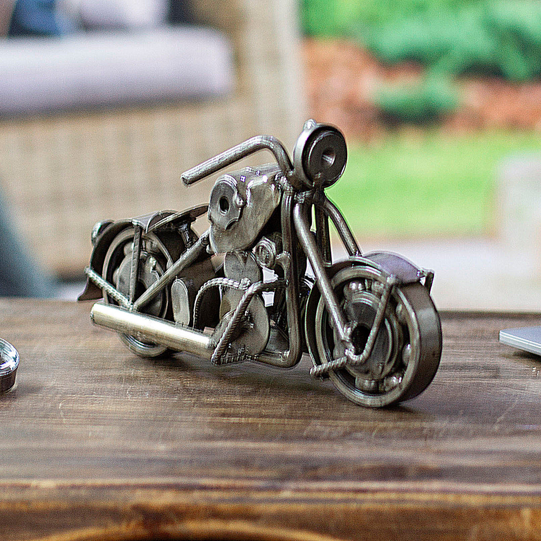 Handcrafted Rustic Sculpture of Recycled Auto Parts - Rustic Standard Motorbike