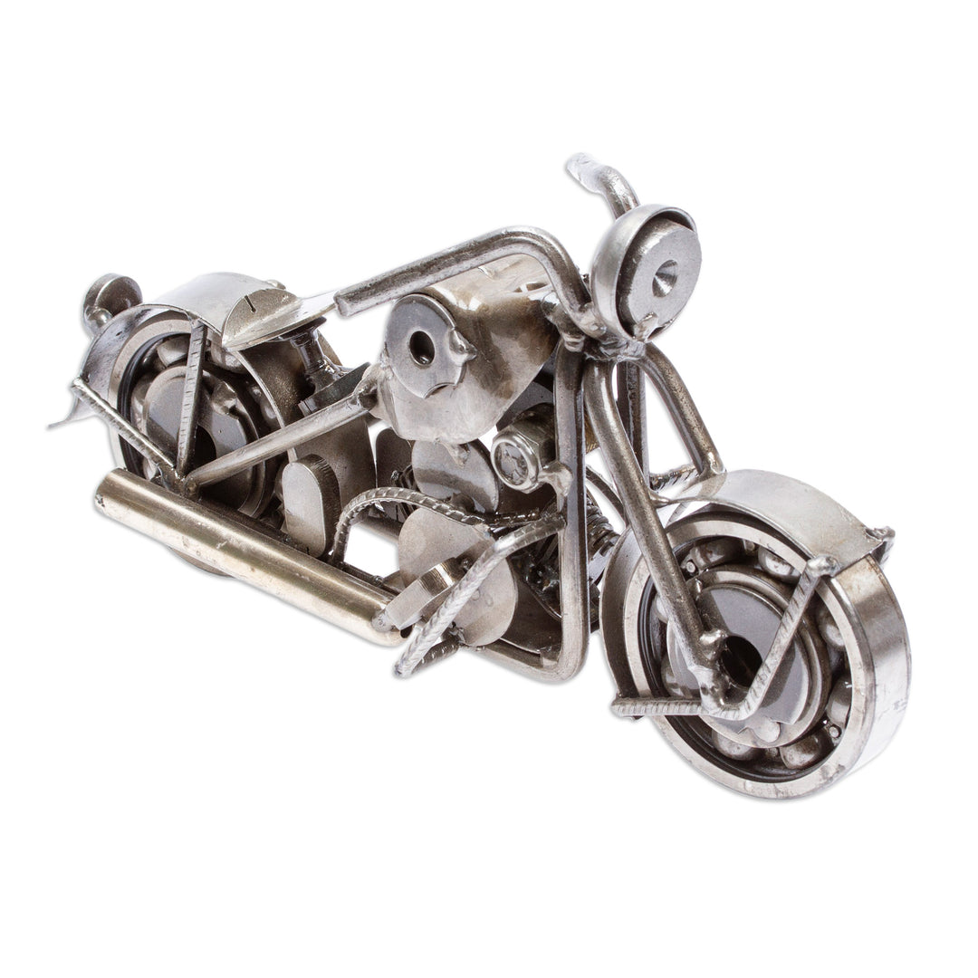Handcrafted Rustic Sculpture of Recycled Auto Parts - Rustic Standard Motorbike
