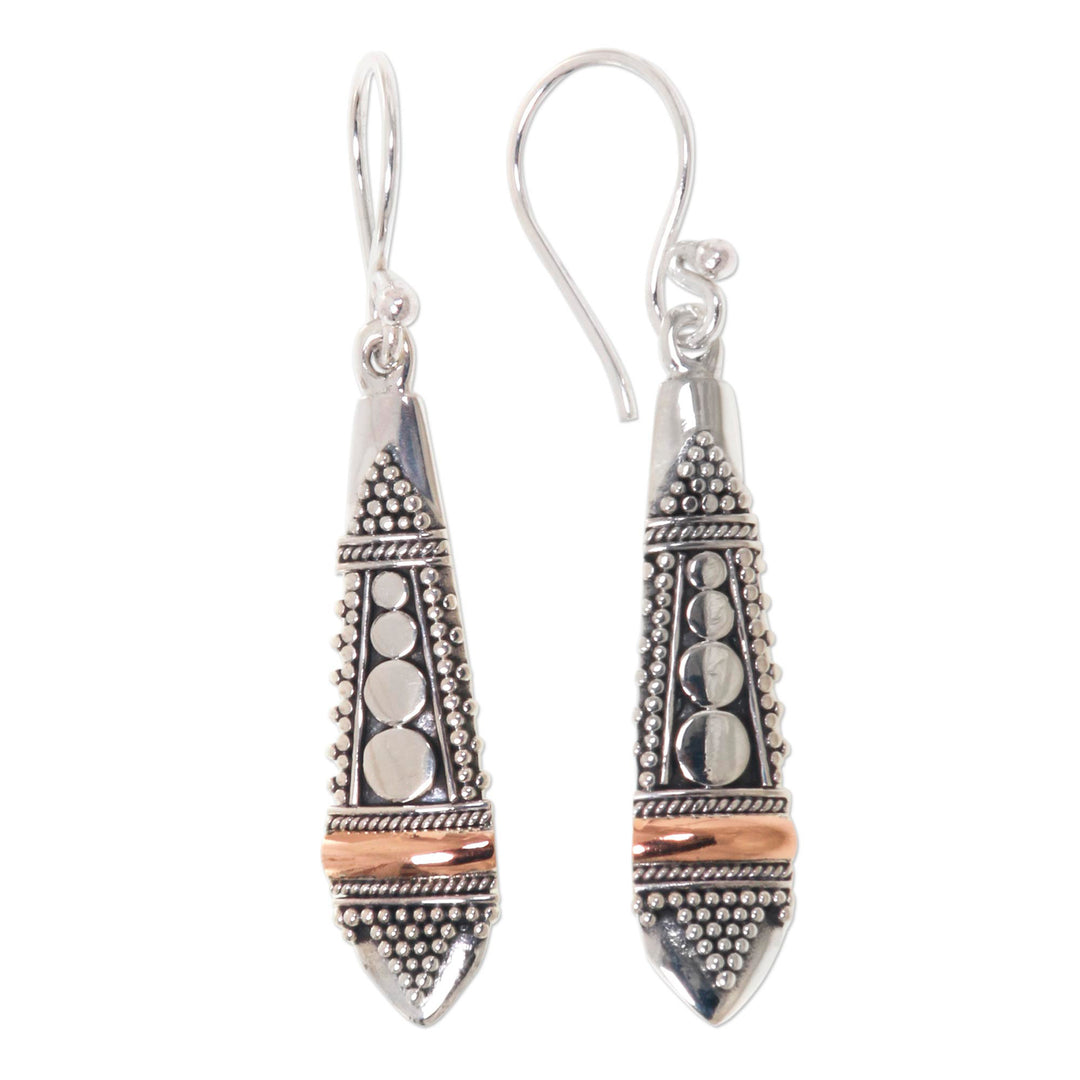Handmade Sterling Silver and Gold Accent Dangle Earrings - Balinese Sisters
