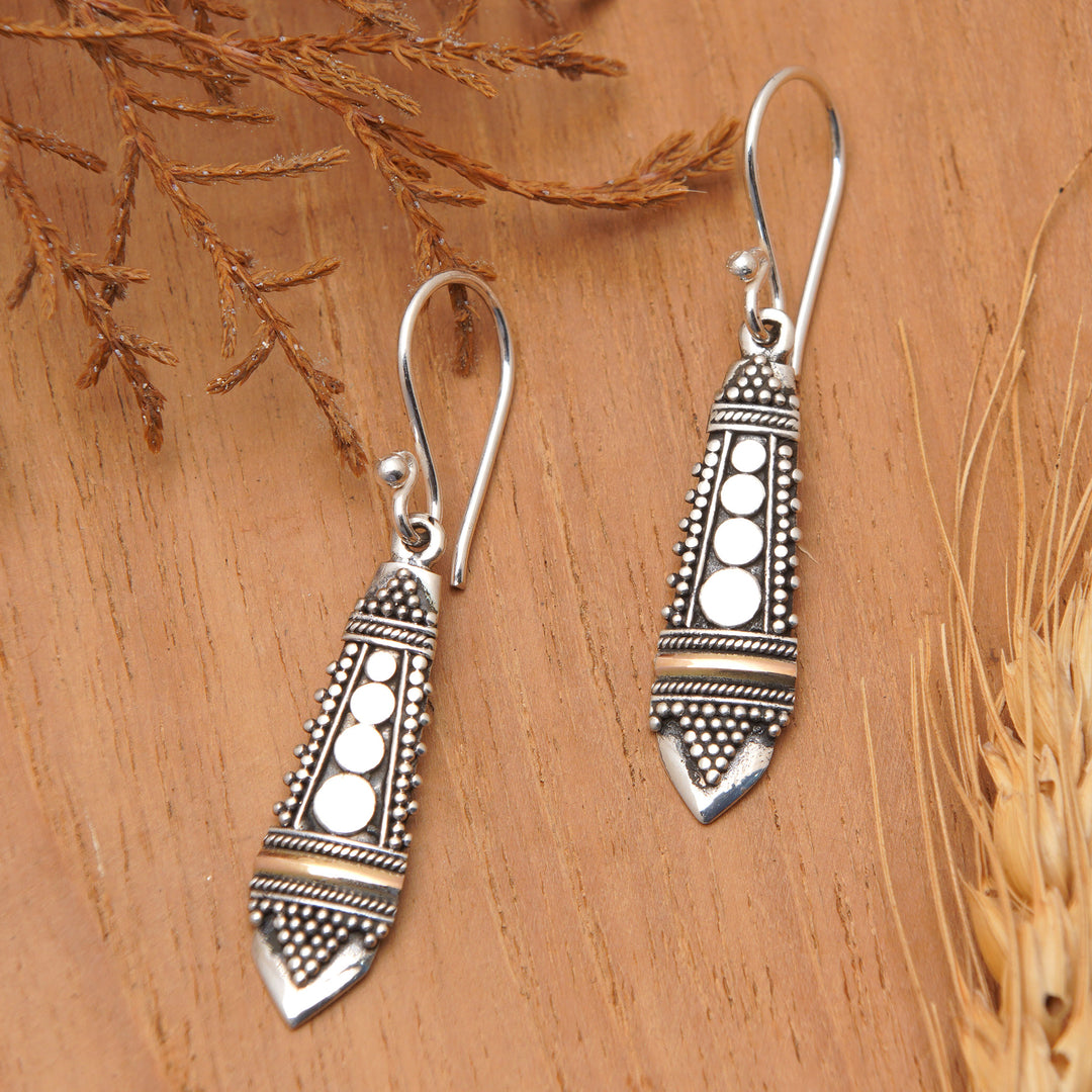 Handmade Sterling Silver and Gold Accent Dangle Earrings - Balinese Sisters