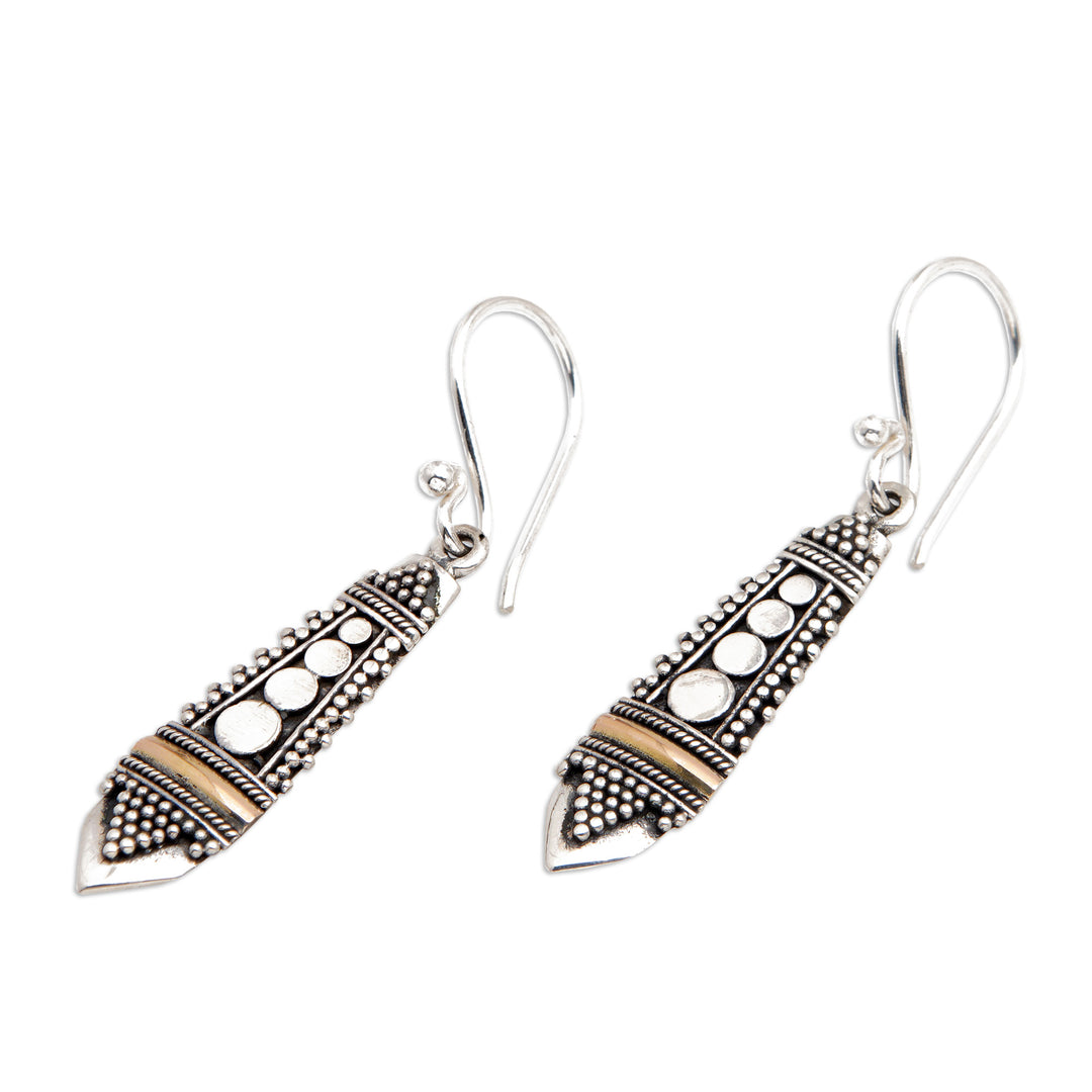Handmade Sterling Silver and Gold Accent Dangle Earrings - Balinese Sisters