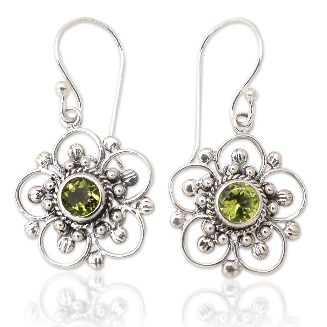 Handcrafted Floral Peridot Dangle Earrings - Nature's Gift