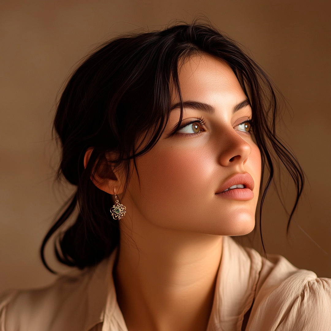 Handcrafted Floral Peridot Dangle Earrings - Nature's Gift