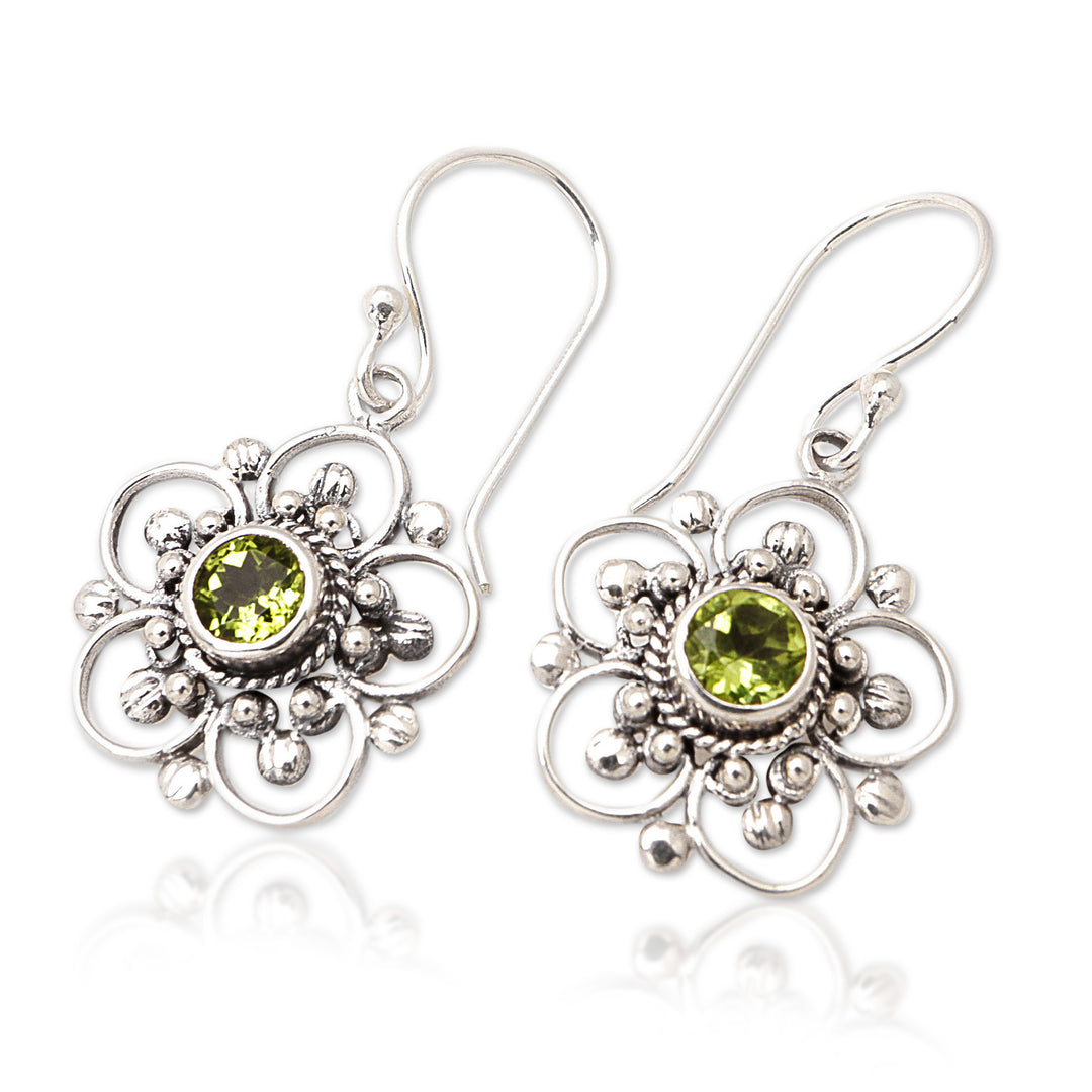 Handcrafted Floral Peridot Dangle Earrings - Nature's Gift