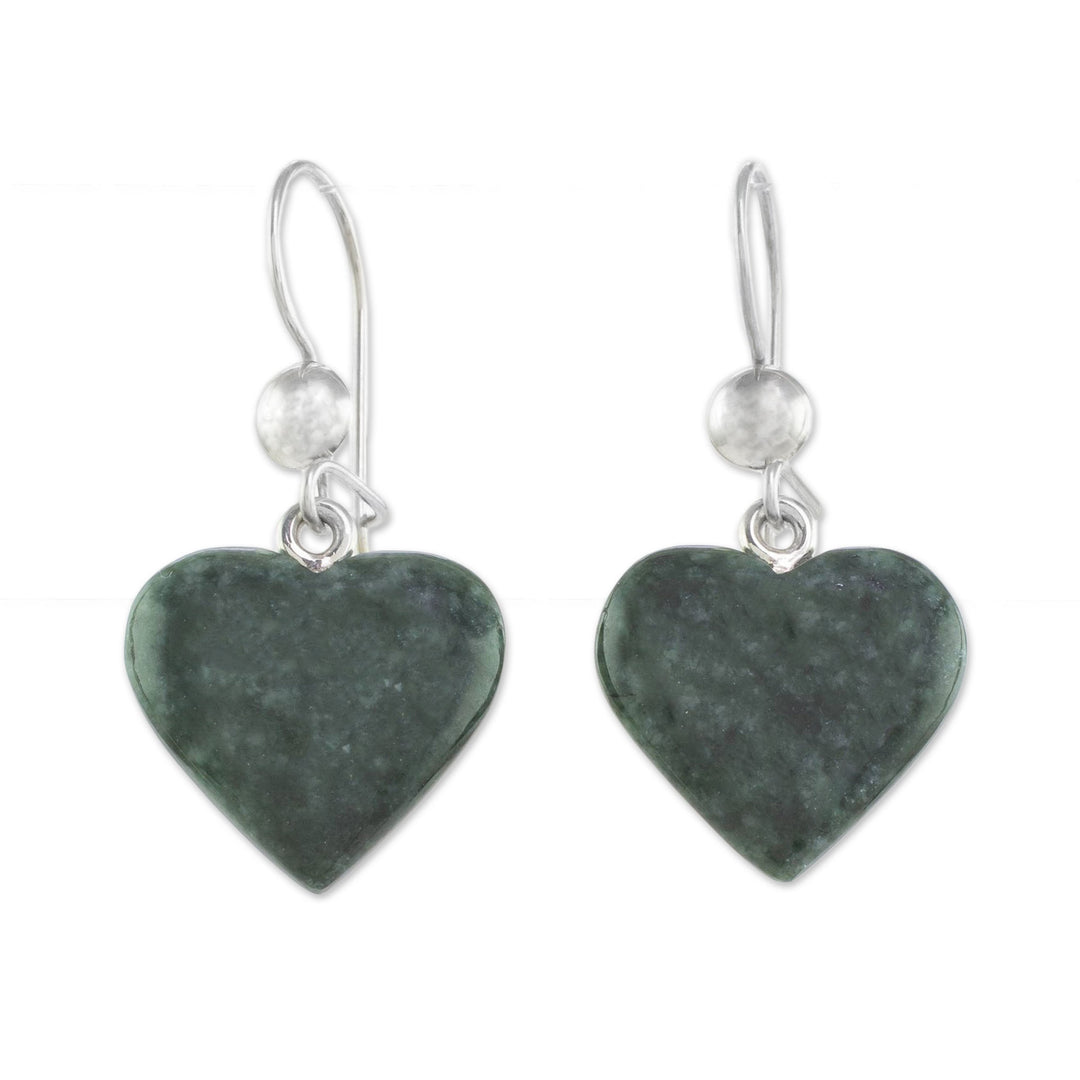 Heart Shaped Jade Dangle Earrings from Central America - Love Immemorial
