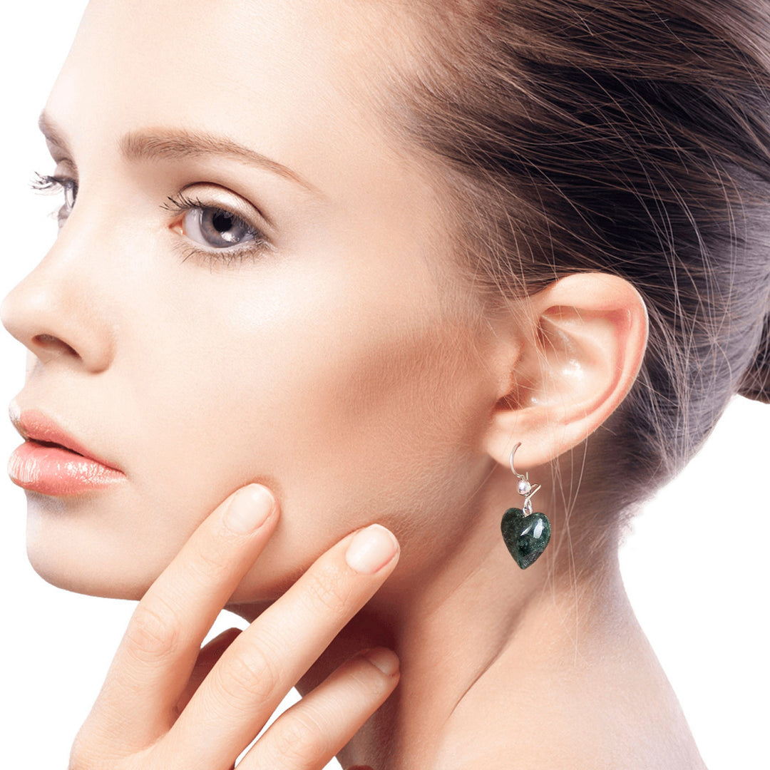 Heart Shaped Jade Dangle Earrings from Central America - Love Immemorial