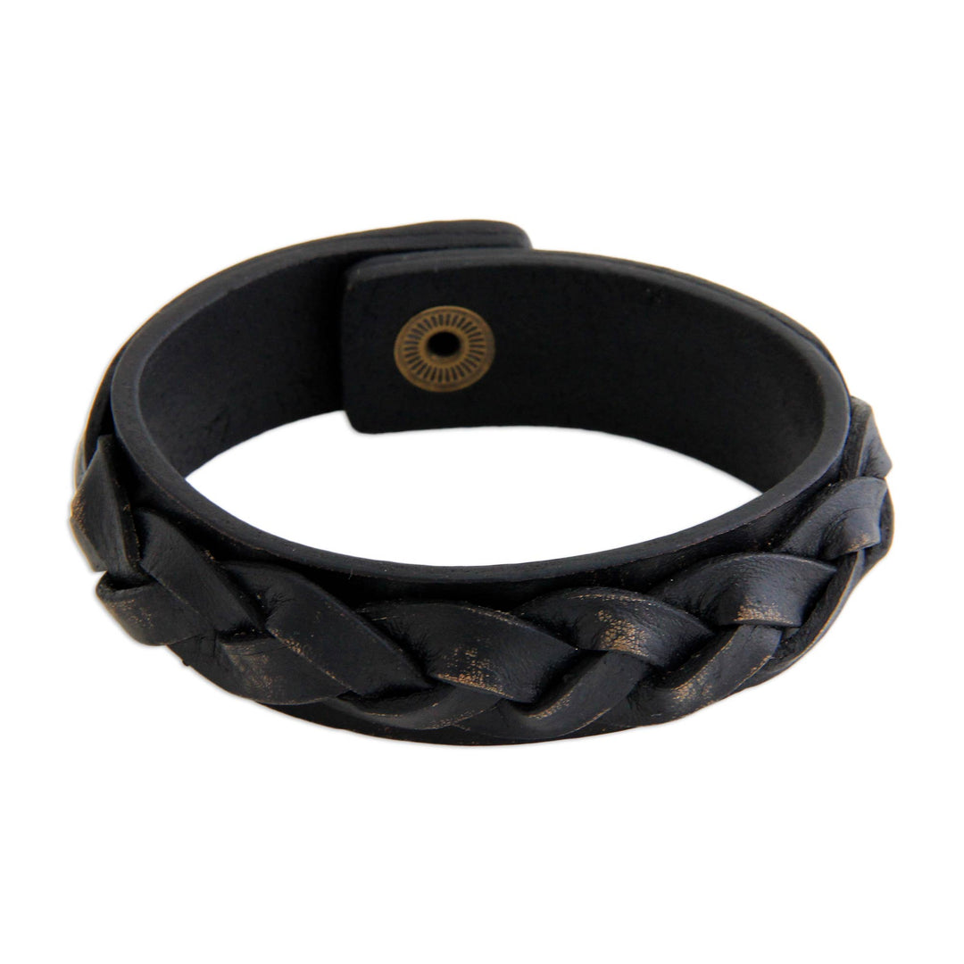 Men's Unique Leather Wristband Bracelet - Java Journeys